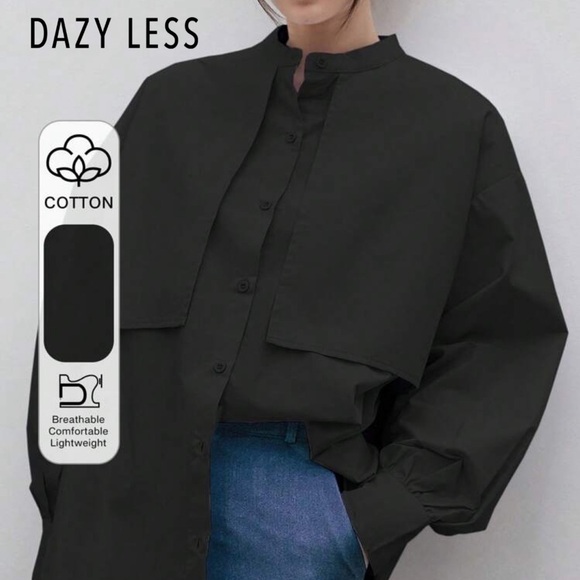 SHEIN Black Button-Up Blouse - Picture 1 of 5